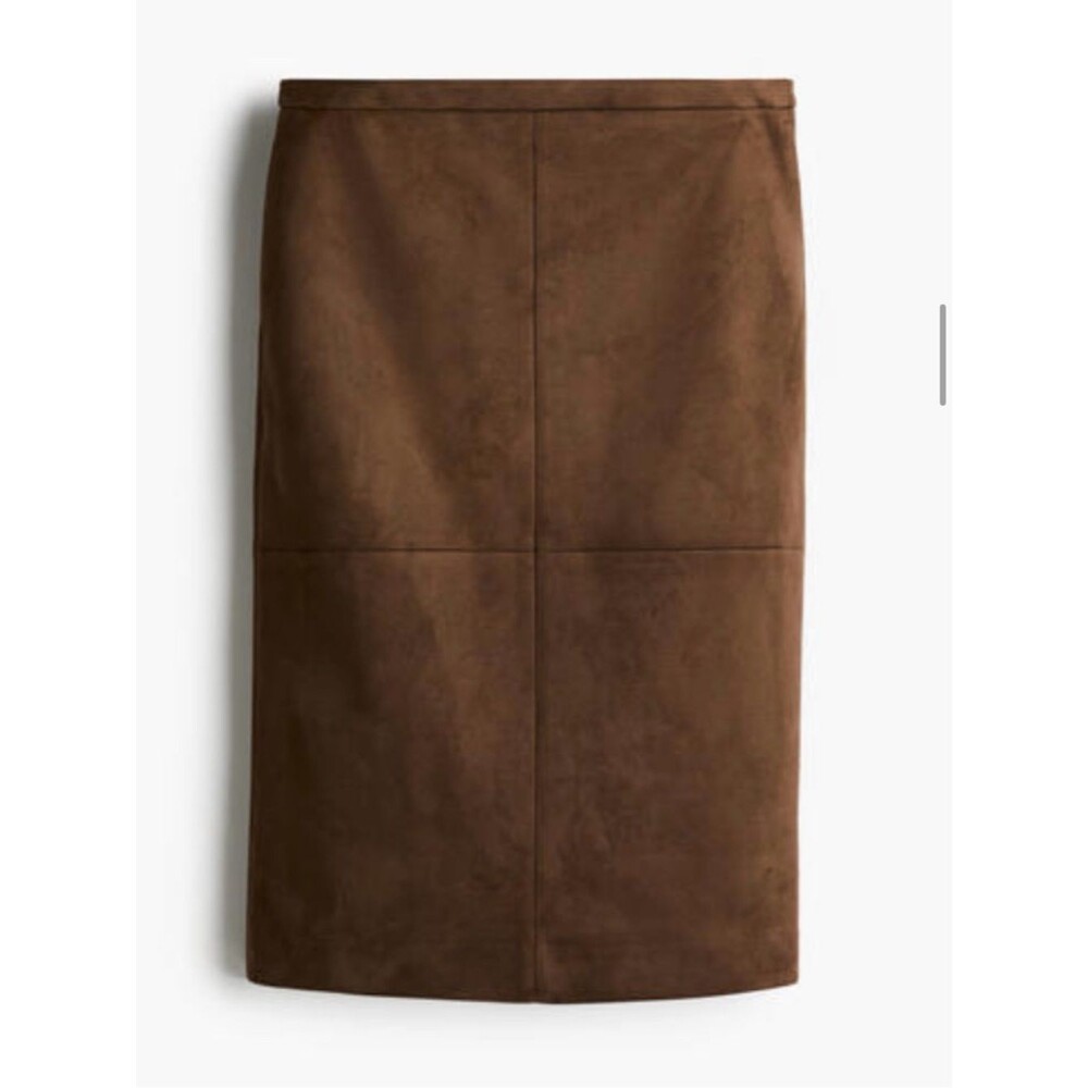 H&M Faux Suede Pencil Skirt Brown Tan Size 6 Office Work